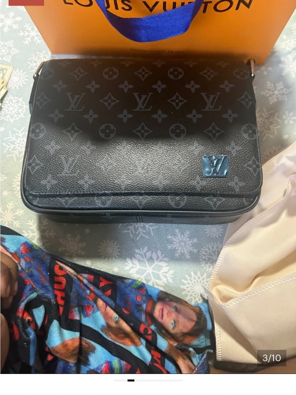 Louis Vuitton Black Monogram Crossbody Messenger Bag